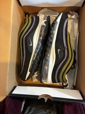 Nike Black Olive and Pink Air Max 97 Sneakers